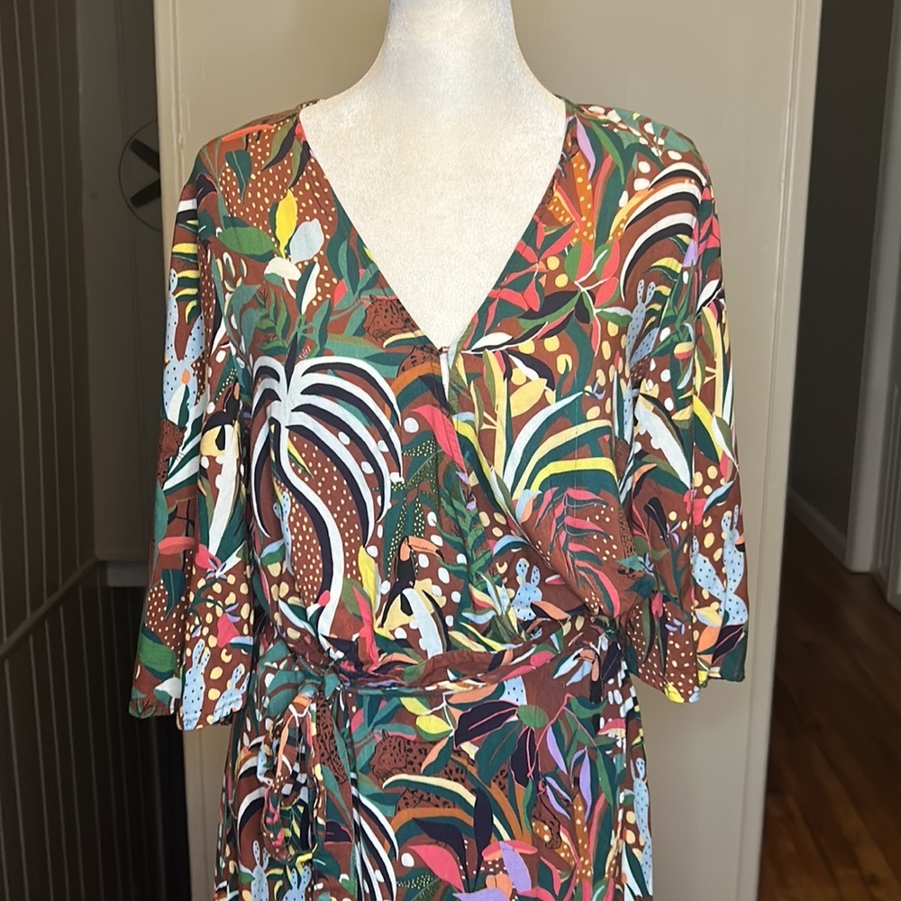 Farm Rio x Anthropologie Fiesta Wrap Maxi Dress Size Small - Picture 8 of 16